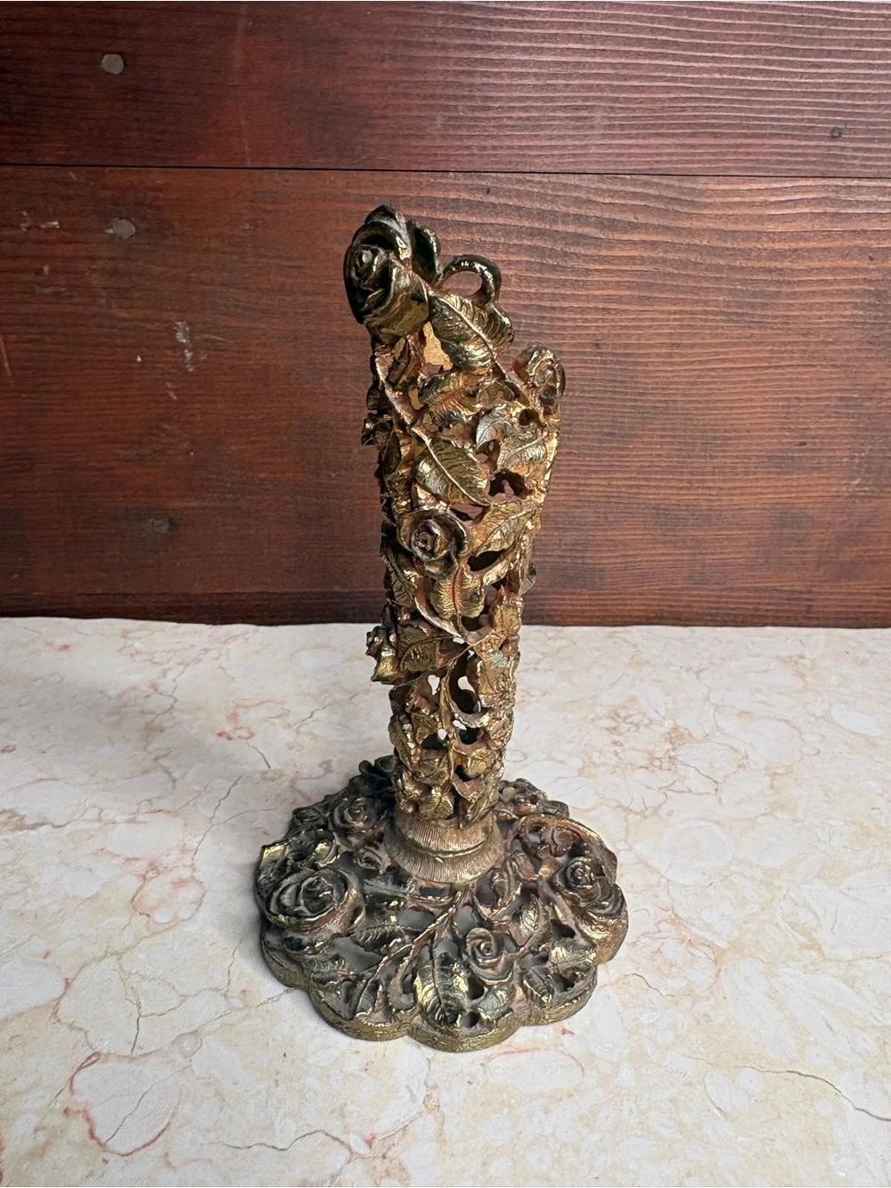 Vintage Matson Ormulu 24K Gold Plated Raised Relief Vase Without Glass Insert